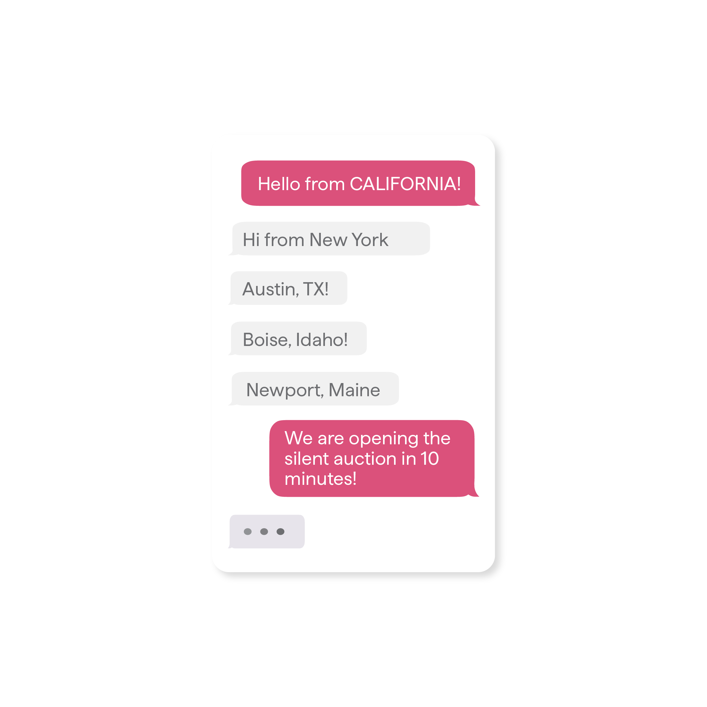 An immersive interactive chat interface Event.Gives